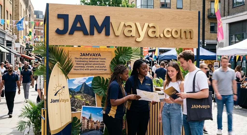 JamVaya pop-up market stand celebrating Jamaican roots and global travel